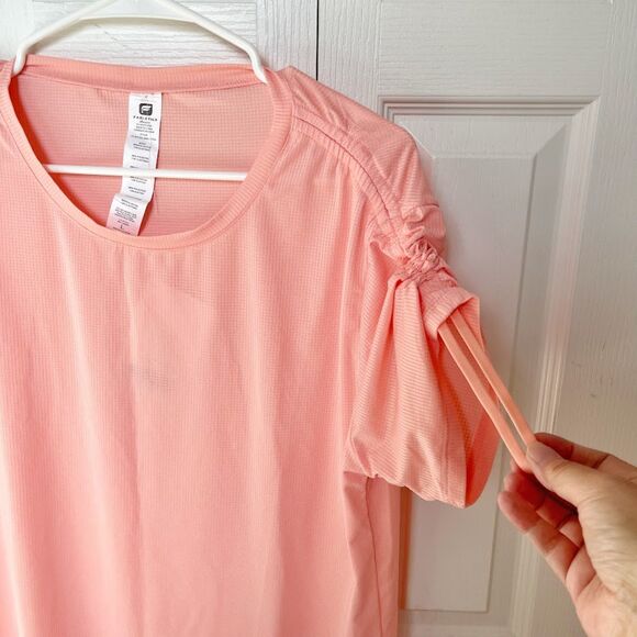 Fabletics NWT Cashel Dobby Check Mesh Drawcord S/S Lightweight Workout Shirt - Picture 7 of 12